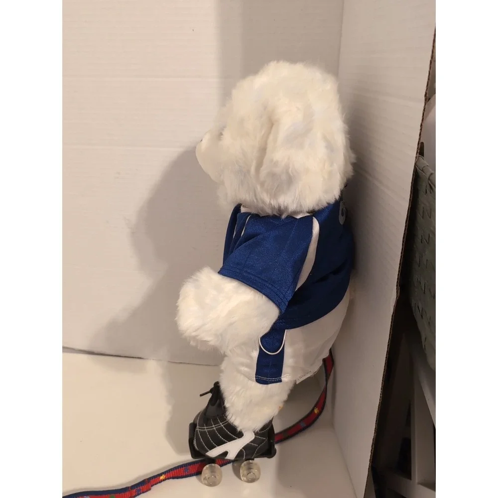 Vintage 1997 Build-a-Bear Plush‎ w/Blue & White Fifa Soccer Outfit, Skates RARE